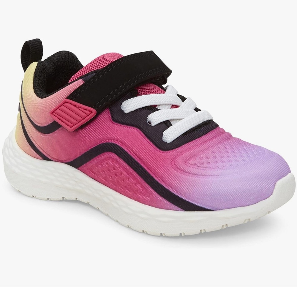 Carter’s Baby Girl Infant Toddler Athletic Sneakers Lace Up Velcro Pink Black 7